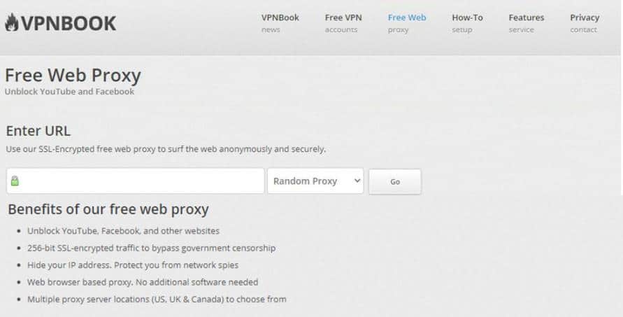 VPNBook web proxy