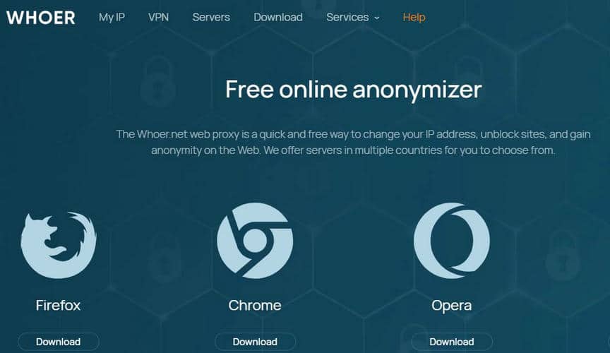 Whoer web proxy