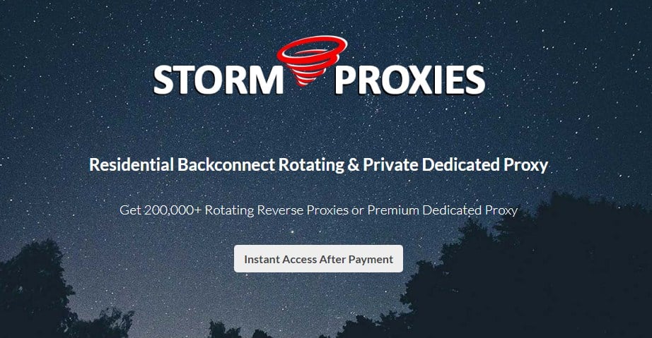 Storm Proxies Homepage Overview