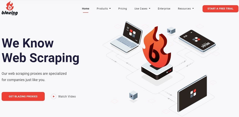 Blazing Datacentre Proxies Homepage overview