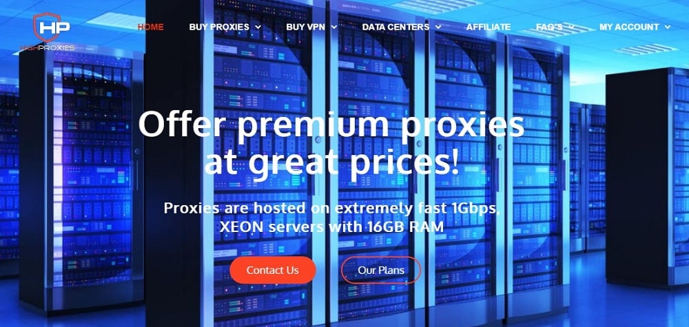 High Proxies Home Page overvew