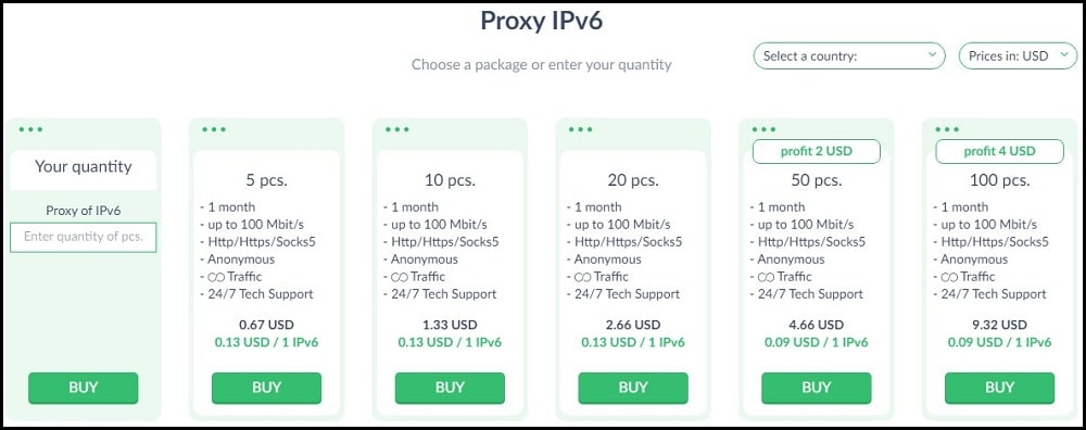 Proxy Seller pricing overview