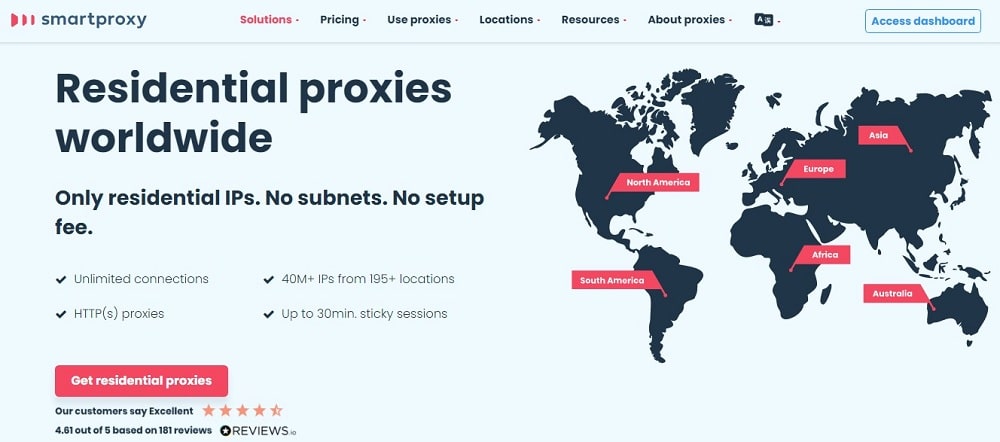 Smartproxy Residential Homepage overview