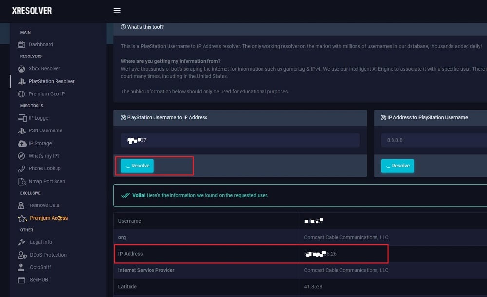 PS4 xresolver ip tracing