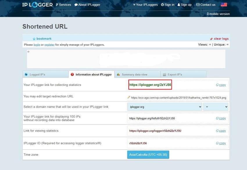 iplogger short link foramtion