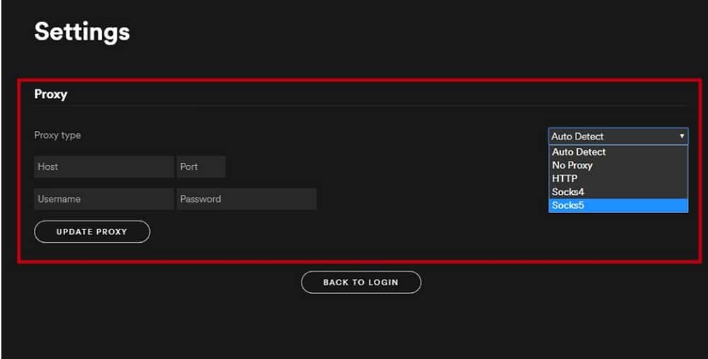 Configure Proxy for Spotify