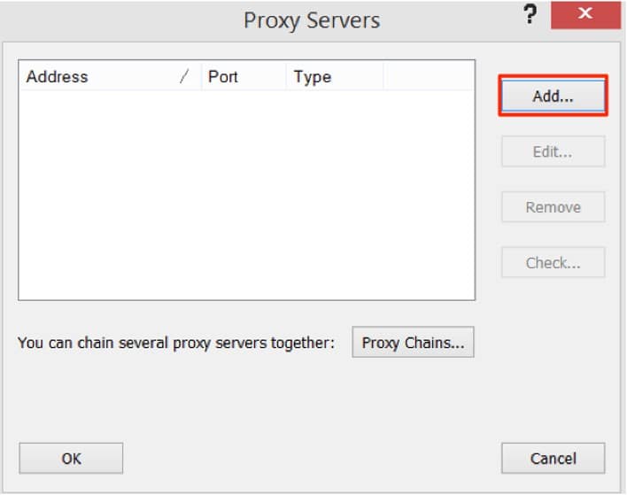 ADD Button on Proxy Server