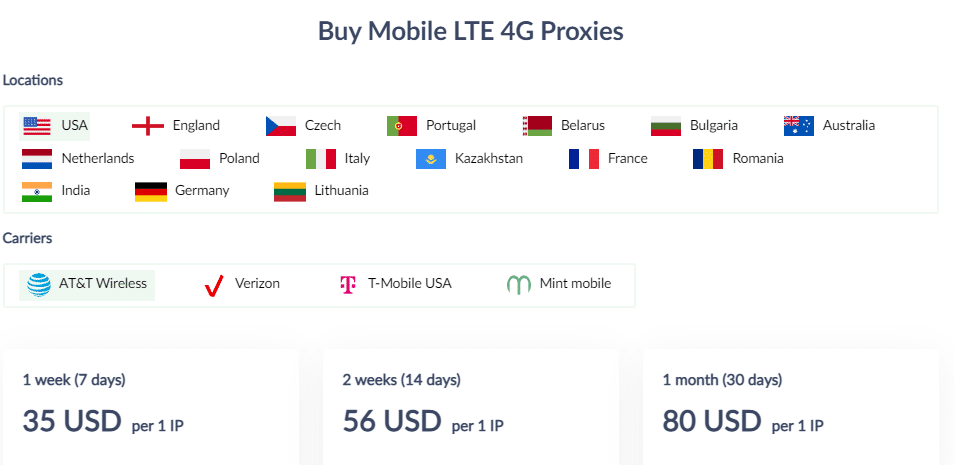 Proxy-Seller Mobile LTE 4G Proxies