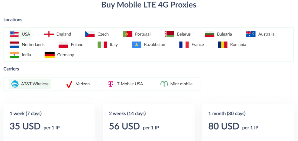 Proxy-seller mobile proxies price