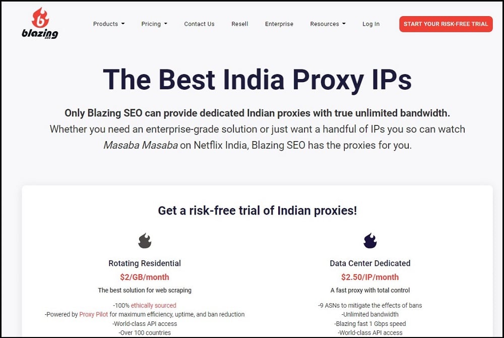 Blazing SEOfor India Proxy