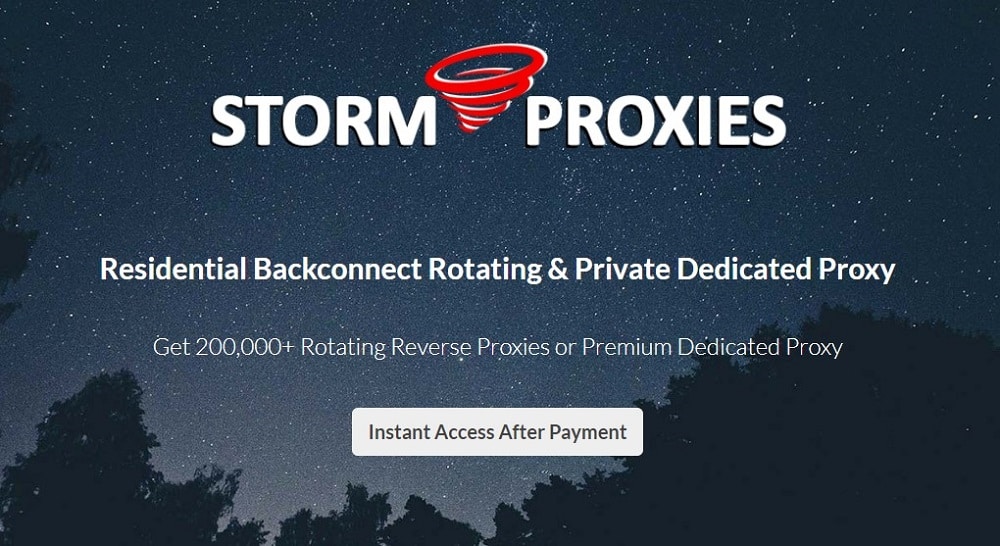 Storm Proxies Residential Homepage