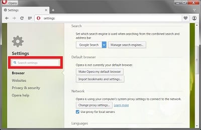 browser settings opera