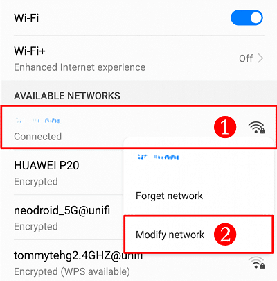 modify the network option