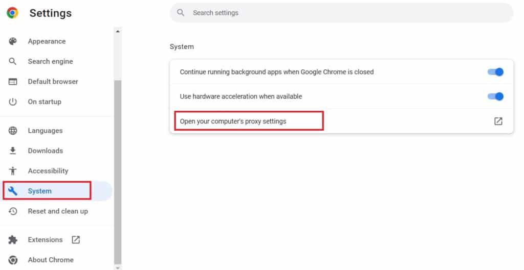 open your computer proxy's settings
